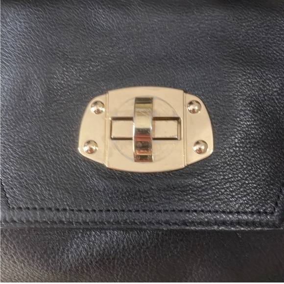 Danier Black Leather Satchel Purse Bag Crossbody Strap - Picture 2 of 16